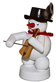 Rudolphs Schatzkiste Weihnachtsdekoration Schneemann mit Fiedel Höhe 8cm NEU Schnee Eismann Winterfigur Winterdekoration Figur Holz Seiffen Erzgebirge Holz Dekoration Weihnachten