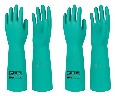 PACIFIC PPE 2 Pairs Chemical Resistant Nitrile Gloves, Resist Household Acid, Alkali, Solvent and Oil, 28 mil, 18, X-Large