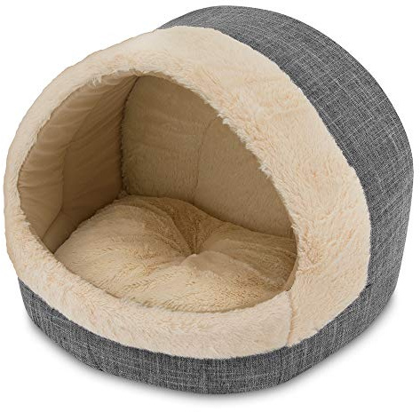 Best Pet Supplies Cat Bed for Indoor Cat, Domed Tent House with Removable Pillow, Covered Cat Cave for Small Dog, Puppies and All Breeds of Cats - Gray, 17 x 15 x H:14