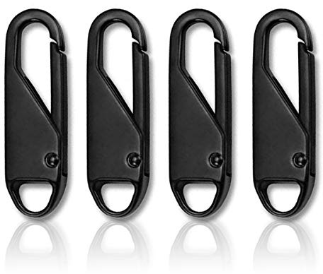 Zipper Pulls Replacement, 4 Piece Replacement Zipper Repair Kit Tabs for Backpacks, Luggage & Jackets Coat (Black)