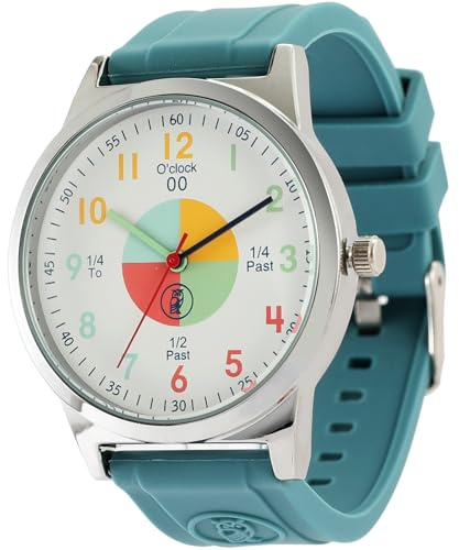 OWLCONIC Time Teaching Kids Analog Watch – Teal – Educational Learning Watch for Boys & Girls Ages 5–12 – Durable Silicone Strap – Birthday & School Gift