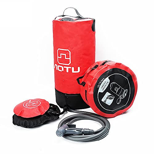 11 Liter Dusche Tasche, Tragbare Druck-Campingdusche mit Fußpumpe Outdoor Gartendusche,Red
