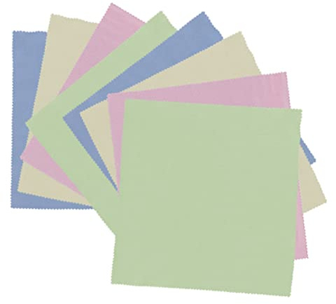 STOBOK Microfiber Cleaning Cloths for Eyeglasses and Lens, 25pcs 17.5x14.5cm, Lint-free Polishing Cloths in Blue Green Pink Yellow, Multipurpose Screen and Camera Cleaner for Daily Use