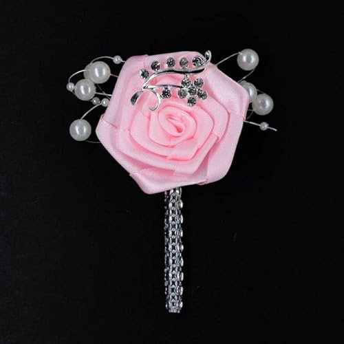 2 Stücke Elfenbein Künstliche Blumen Bräutigam Boutonnieres Männer Blume Boutonniere Hochzeit Corsage Brosche Silber Prom Boutonniere