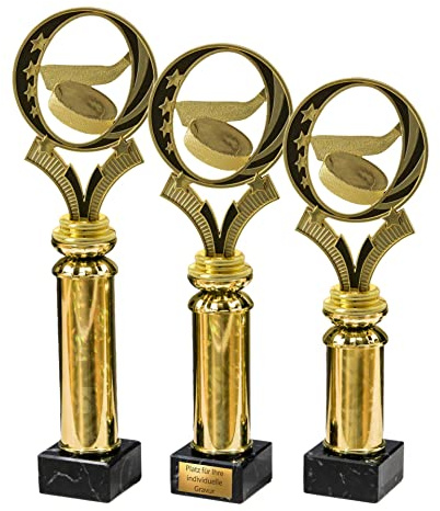 eberin · Eishockey Pokale mit oder ohne Gravur · Eishockey Cup auf Goldsäule/Marmor schwarz · Trophäe · Auszeichnung · Pokal in 3 Größen erhältlich ·
