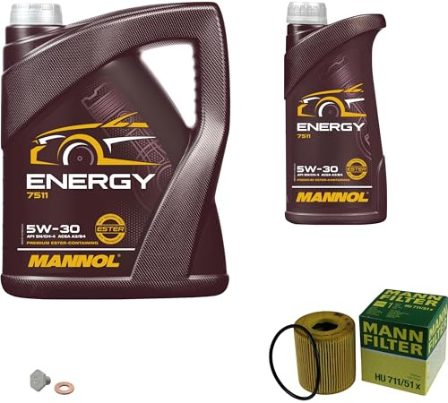 EISENFELS Filter Set Inspektionspaket erstellt mit 6 L Motoröl MANNOL Energy 5W-30, MANN-FILTER Ölfilter, Verschlussschraube