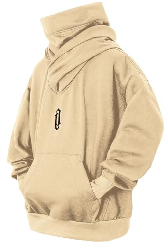 Eocicvvi Sudaderas Hombres Cuello Alto Suéter con Capucha Invierno