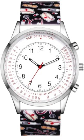 JewelryWe Uhren Damen Silikon Schwesternuhr Wasserdicht Analog Quarz Armbanduhr Frauen Gummi Armband Uhr mit Pulsberechnung für Krankenschwester Ärzte Sanitäter