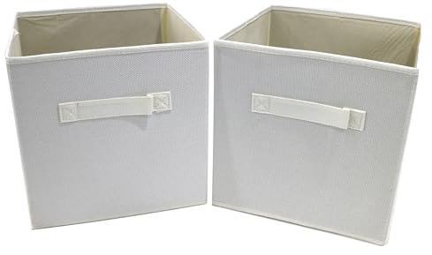 Clay Roberts Storage Cubes, Storage Boxes, Pack of 2, White, Fabric Basket Set for Storage Units, 25cm x 25cm x 25cm, White Baskets, Boxes, Box, Unit Cubes