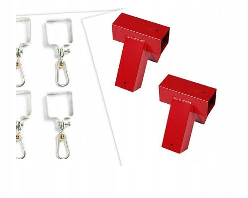 GigiToys® Bausatz zum Einer Spielplatzschaukel 90x90mm Rot 90° | 4 Schaukelhaken +2 Schaukelverbinder | Schaukelschraubenset zum Vierkantbalken | Befestigung für Spielplatz Gartenschaukel, 10uk03l9