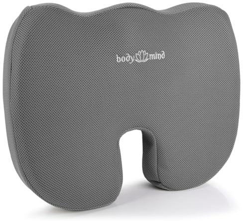 Body & Mind® Orthopädisches Sitzkissen Keilkissen Ergonomische Stuhlauflage Bürostuhl-Kissen; Autositz-Kissen; Schmerzreduzierend, Fördert Durchblutung, Entlastet Steißbein & Wirbelsäule (H3 - Hart)