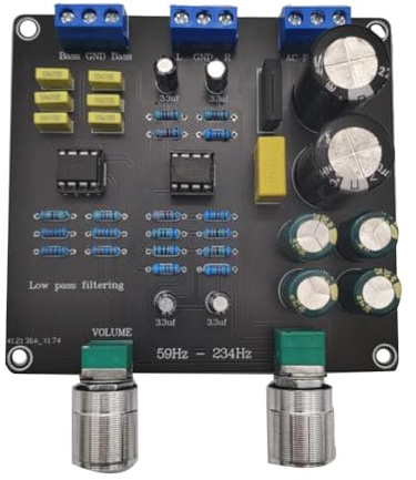 Decqerbe 59Hz-234Hz Tiefpassfilter Super Bass Crossover Board AC9V-12V Dual NE5532 Crossover- Stufenlos Einstellbar