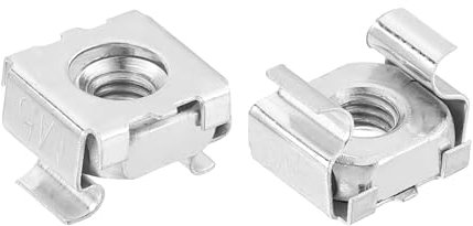 QUARKZMAN Dado a Gabbia M5 x 0.8mm, 50Pz Dadi a Gabbia Snap-In, Dado Metrico in Acciaio Carbonio Zincato per Armadio Rack Server, Argento