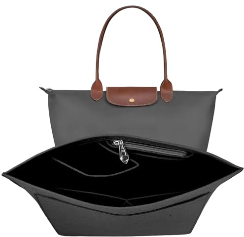 Shengxi - Organizador de bolsa de fieltro para largos, asas largas y cortas, organizador de bolsa de bolsillo interior de almacenamiento para teléfono llaves taza (negro, M)