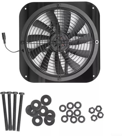 EasyByMall Ventilateur de ventilation solaire, extracteur solaire de 250 mm de diamètre, pour une utilisation de ventilation, sous-sol, pignon, poulailler, noir, 25 cm