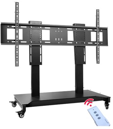 Motoriserat TV-fäste - Mobil TV-vagn på hjul - Motoriserad TV-hiss, Mobil TV-stativvagn med höjdjusterbar, Motoriserad TV-lift Passar 52-100 på skärmen (Black)