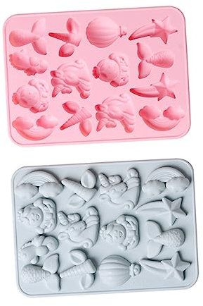 TOPBATHY Unicorn Mermaid Tail Fondant Mold and Biscuit Baking Tool 2pcs Silicone Cake Mould for Sugarcraft and Pastry Decoration Random Color