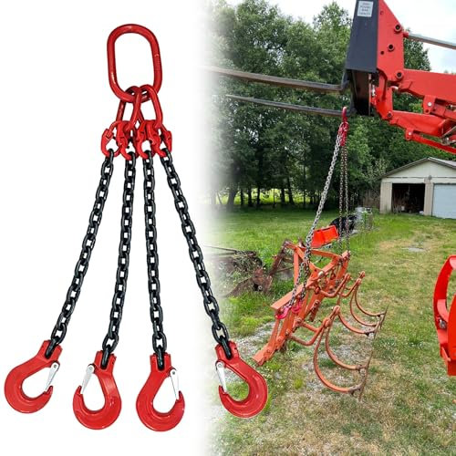Chaînes de levage Harnais de chaîne à 4 pattes pour manipuler de grosses charges, Chaînes lourdes pour le levage avec marquage standard, élingues-chaînes industrielles personnalisables(4409 Lbs/2 T,2.
