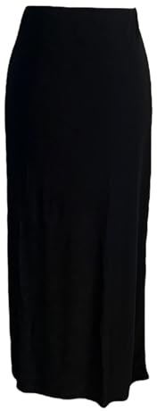 Nouvelle Jupe Longue Maxi Droite Style Slim Fit Extensible Unie Décontractée Basique Pour Le Travail, Noir , 48