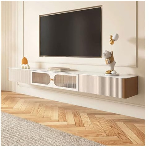 TV Schrank Hängend Schwimmender TV-Schrank for den Haushalt zur Wandmontage, hängender TV-Schrank Medienkonsole, schwebender TV-Ständer zur Wandmontage im LED-Entertainment-Center TV Lowboard Hängend(
