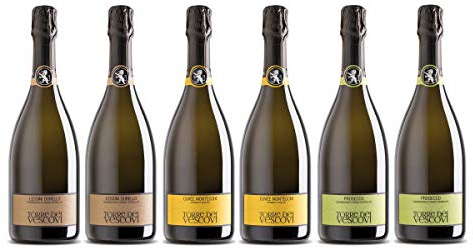 Confezione 6 bottiglie | 3 tipologie di Bollicine Metodo Charmat: Prosecco Doc | Durello Monti Lessini | Extra Dry Cuvée dei Montecchi - Cantina Torre dei Vescovi - Colli Vicentini