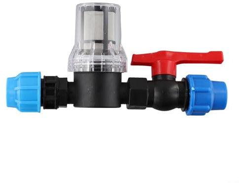 BlissfulAbode Filtro de conector rápido de tubo de plástico para riego por goteo de jardín, sistema de filtración de agua de tuberías de 20/25/32 mm, malla 80, material plástico (25 mm)
