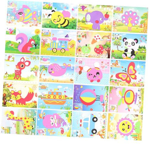 FUNNETOYU 20packung Pack Eva Mosaik Aufkleber Kreatives Bastelmaterial Für Junge Mädchen Pädagogisches Spielzeug Für Kindergarten Und Zuhause Mittel Stil a