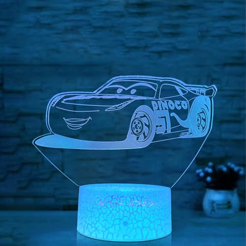 ZCPingNiao 3D Car Night Light, Home Decoration with 7 Colours Touch Control, Surprise Choice for Boys and Girls - Birthday and Holiday Gifts for Kids and Car Enthusiasts.