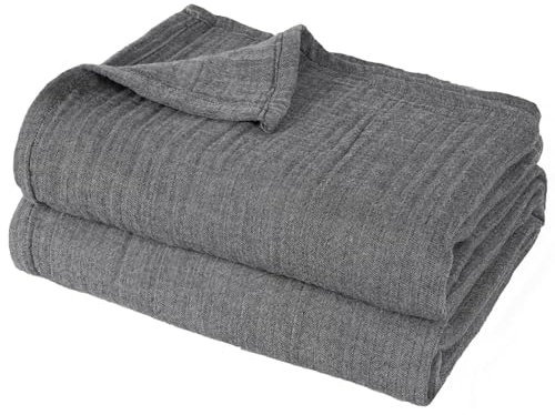 Coperta in 100% mussola di cotone, matrimoniale, 150 x 200 cm, per divano letto, ultra morbida e traspirante, coperta in garza a 4 strati per l'estate, elegante decorazione per la casa