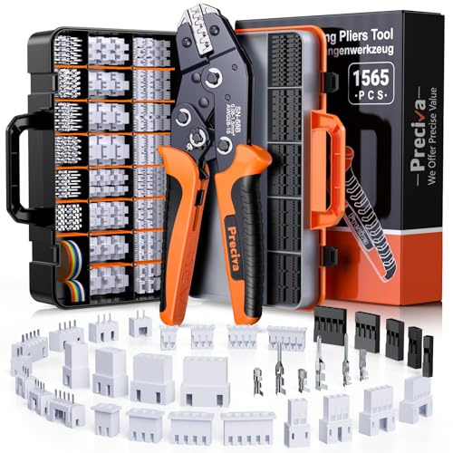 Preciva Kit de conectores de herramientas de crimpado, 21 tipos ST-PH de 2.0 mm, JST-XH de 2.5 mm y 2.54 mm, kit de conectores Dupont AWG 28-16, para Dupont, JST-XH, JST-PH, ATX, EPPCIE, serie SATA