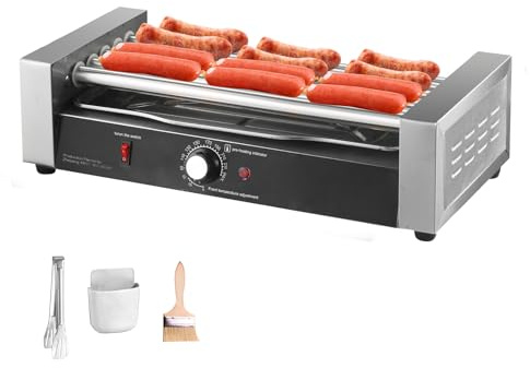 Hot Dog Grill Machine,850W Electric Sausage Grill | Double Temp Control, Sausage Roller with Detachable Drip Tray, 12 Hot Dogs Capacity