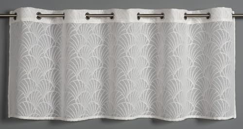 Sehlbach Bistrogardine Ausbrenner Muscheln, Weiß, 135 x 45 cm Bistrogardine, Maritimes Flair, Blickdichter Stoff, Einfache Anbringung, Stilvolle Dekoration