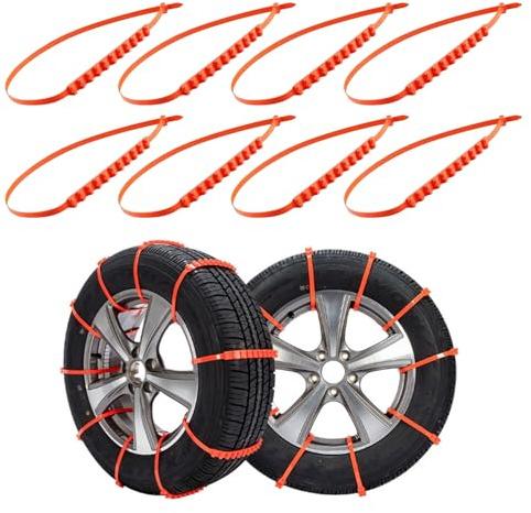 Chaîne à Neige pour Voiture,Chaînes de Pneus de Neige d'urgence, Chaînes de Traction Antidérapantes,Chaînes de Pneus d’hiver Réglables Universelles SUV, camions