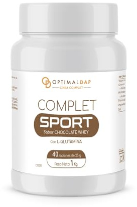 OPTIMAL DAP Complet Sport Proteína Whey Chocolate 1kg - Concentrado de Suero de Leche con L-Glutamina (3g) -40 Raciones- Batido de 20 g de Proteínas para Recuperación Muscular y Rendimiento Deportivo