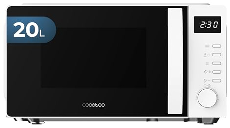 Cecotec Proclean 5005 Digital mikrovågsugn, vit, 700 W, 20 l, 3DWave-teknik, 5 effektnivåer, timer 30 min, upptining, display med klocka, omedelbara måltider