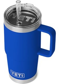 YETI Rambler Straw Mug, Stainless Steel Vacuum Insulated Mug with Stronghold Lid, Royal Blue, 25 oz (739 ml)