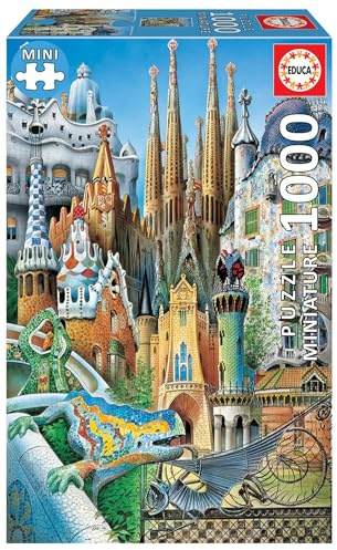 Educa 11874, Gaudi Collage, 1000 Miniatur Teile Puzzle für Erwachsene und Kinder ab 10 Jahren, Architektur