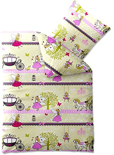 CelinaTex Biber Kids Bettwäsche 135 x 200 cm 2teilig Baumwolle Biber Elfe Fee Mädchen rosa pink grün