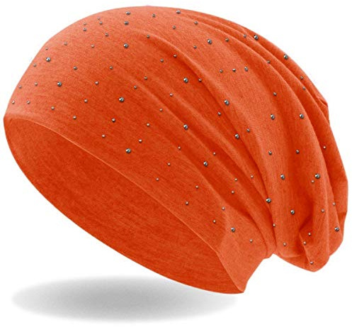 Hatstar Damen Beanie Mütze | mit edler Nieten Applikation | Mädchen Mütze | elastisches Slouch Long Beanie | leicht und weich
