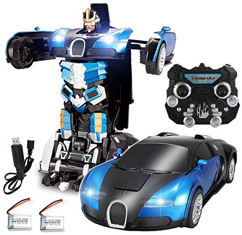 Playtech Logic Transformers 2.4Ghz Auto Bot RC Car & Robot Toy - Talking, Sound FX, Lights, One Touch Transform, Rechargeable, Blue