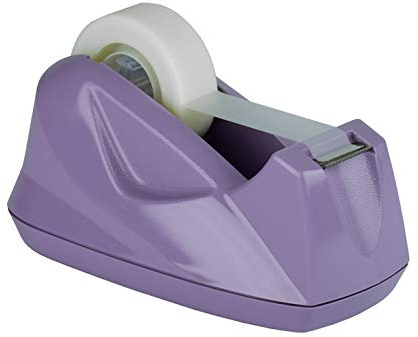 Acrimet Premium Desktop Klebebandabroller, Kunststoff, Rutschfeste Basis (Hochbelastbar) (Lila Farbe) | Edelstahlklinge, passend für 12 mm und 19 mm / in in breite Klebebänder, inklusive 2,5 cm Kunststoffkerndurchmesser