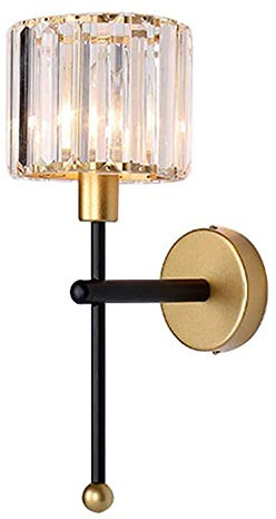 MZStech E14 Moderne Wandleuchten mit minimalistischem Stil, transparente Kristallwandleuchte, Wandleuchten für den Korridor, Nachttischleuchten für Schlafzimmer (Schwarz)
