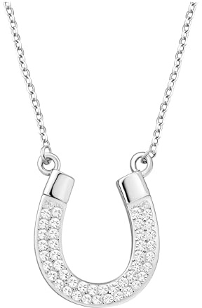 Sofia Milani - Damen Halskette 925 Silber - mit Zirkonia Steinen - Hufeisen Pferd Anhänger - 50332