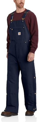 Carhartt Men's Loose Fit Firm Duck Bib Insulated Overall, Dark Navy, XL Tall