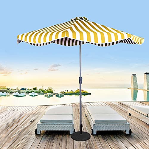 0℃ Outdoor Sonnenschirm Balkonschirm Ø 270cm mit Kurbel-kippmechanismus, Marktschirm UV-Schutz UPF50+, 8-teilig, Regenfest Gartenschirm, Sonnenschutz für Balkon und Terrasse,Gelb