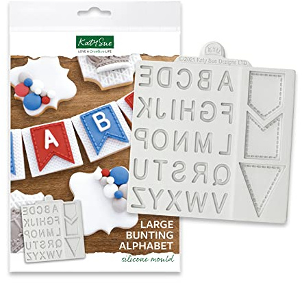 Katy Sue Large Bunting Alphabet Silicone Mould for Cake Decorating & Crafts