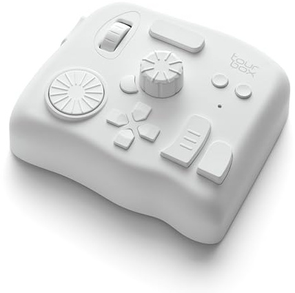 TOUR BOX Elite - Bluetooth Editing Controller für Foto Video Ilustration, Makro Tastatur für Grafiktablett macOS/Windows, Photoshop Lightroom Premiere Programmierbar Keyboard, Weiß