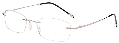 Lanomi Randlos Lesebrille Blaulichtfilter Herren Damen Ultra Leicht Metall Rahmenlose Lesehilfe Sehhilfe Klassische Anti blaue Brille mit Stärke Roségold 1.5