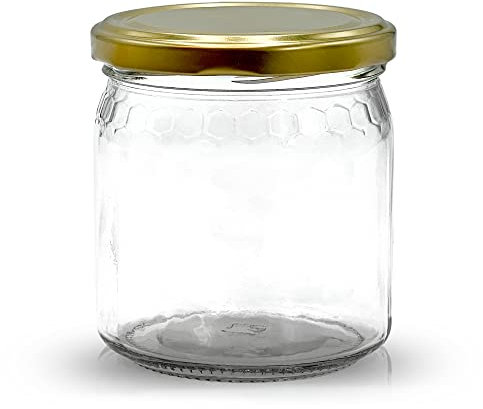 Apoidea – Honiggläser 500g mit 82er Twistoff Deckel 12 Stück/Honiggläser 500g mit Deckel/Honigglas Wabendesign/Hochwertige Honig Gläser für Ihren eigenen Honig