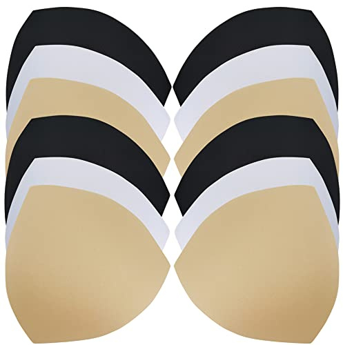 Inserts de Soutien-Gorge,6 Paires Coussins Coussinets de Soutien-Gorge Amovible,pour Maillots de Bain Sport et Bikinis Beige Blanc Noir 3 Couleurs